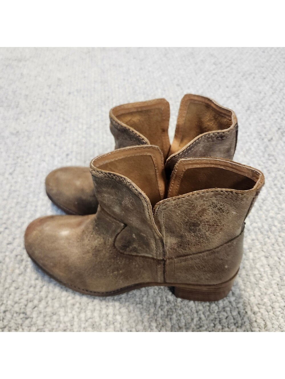 Diba Brown Leather Ankle Boots with Low Block Heel Size 8 - Picture 3 of 7